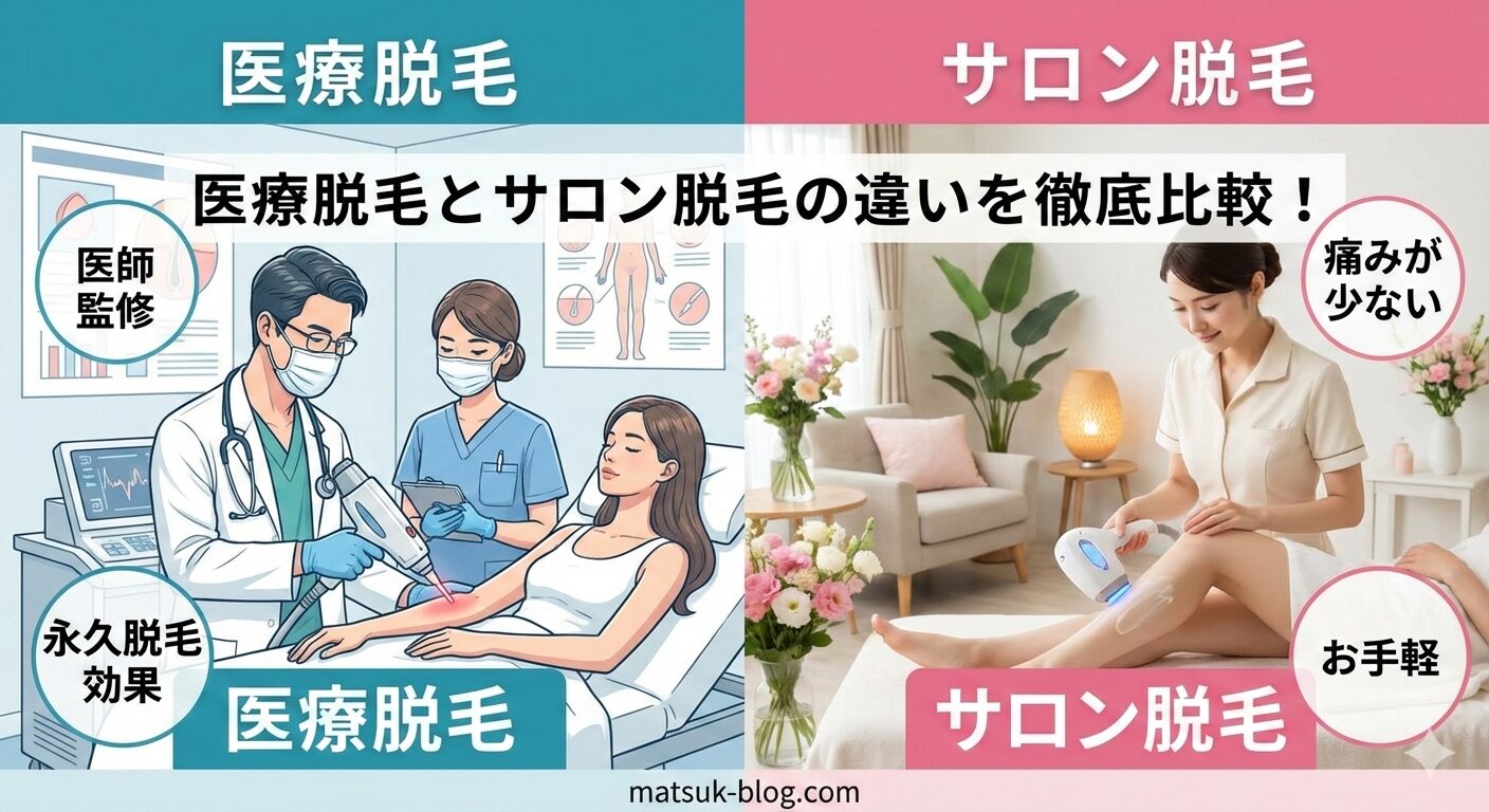 医療脱毛とサロン脱毛の違いについて