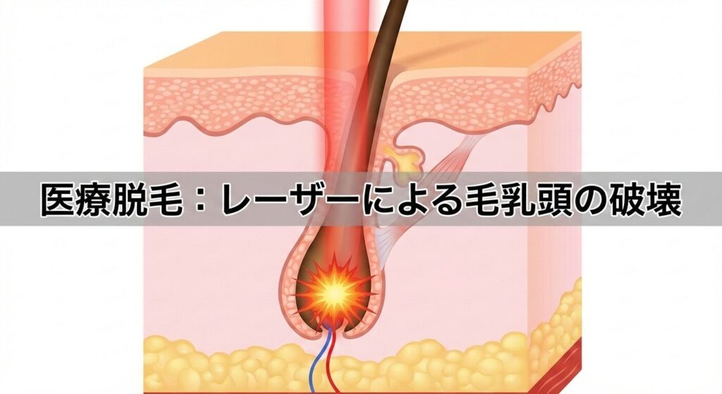 医療脱毛による毛乳頭破壊のイメージ