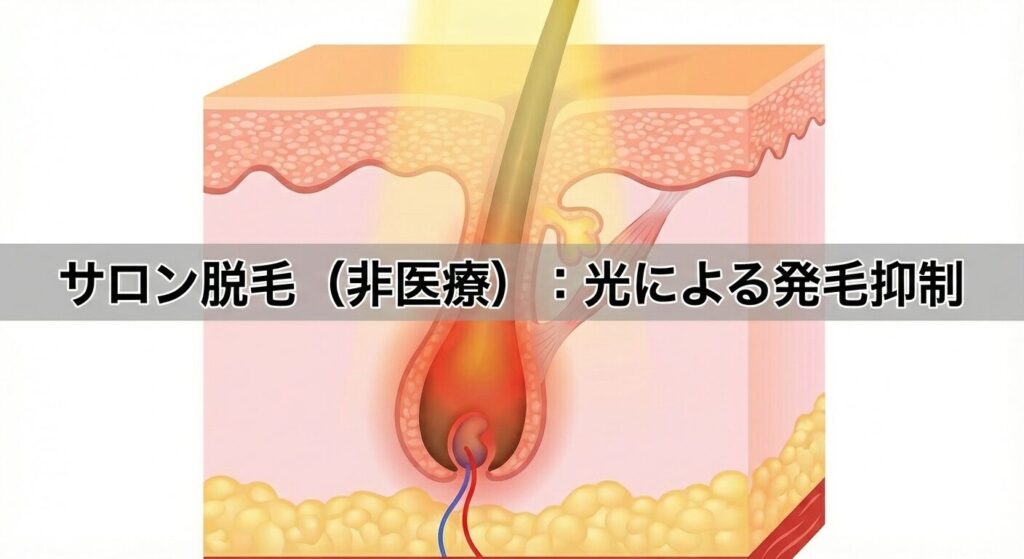 サロン脱毛で毛乳頭にダメージを与えているイメージ