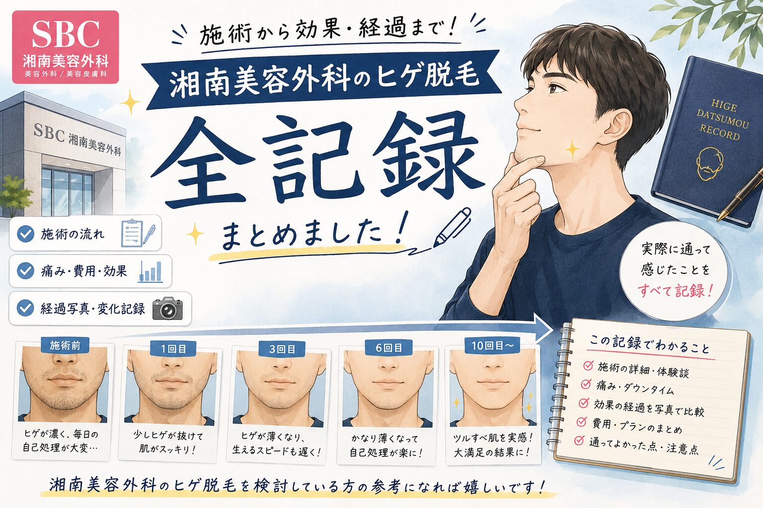 湘南美容外科でヒゲ脱毛した全記録｜効果・回数・期間・痛み・料金まとめ