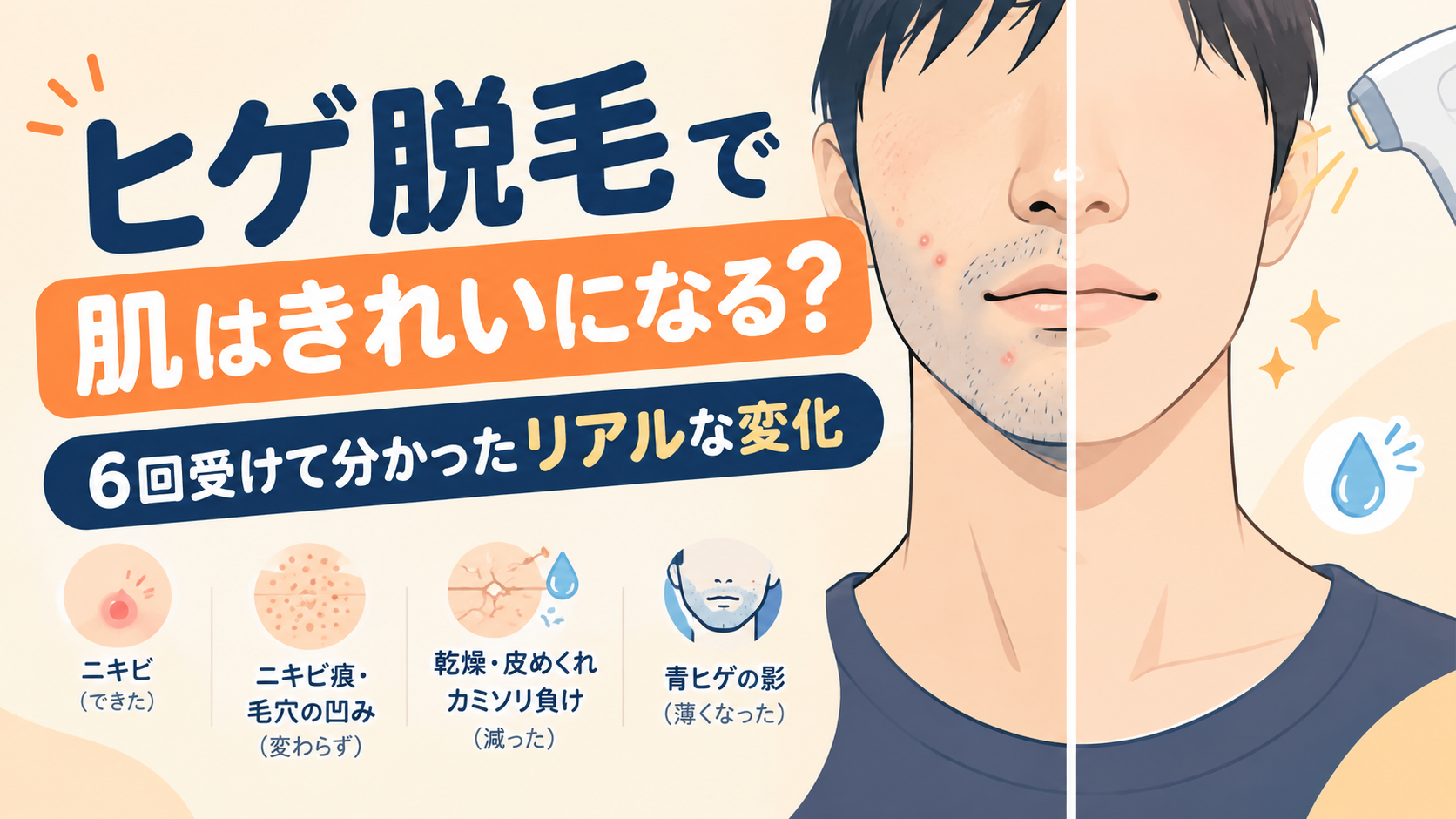 ヒゲ脱毛で肌はきれいになる？6回受けてニキビはできたけど、乾燥は減った話【写真あり】