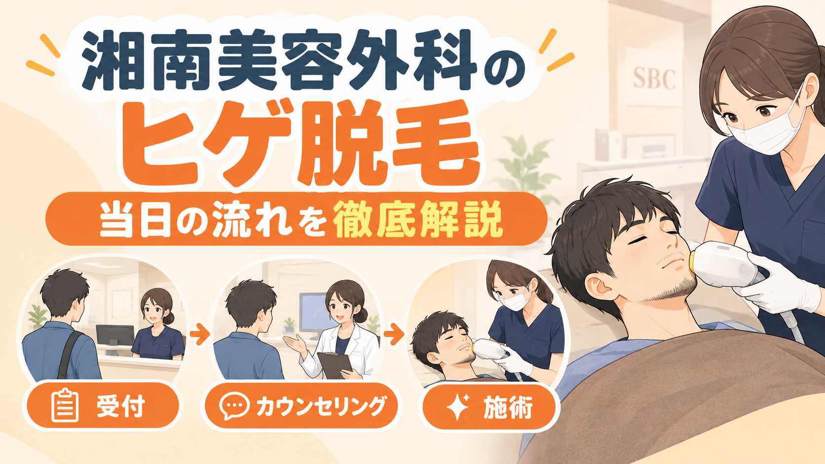 湘南美容外科のヒゲ脱毛、当日の流れは？受付から終了まで約30分でした【6回通った記録】